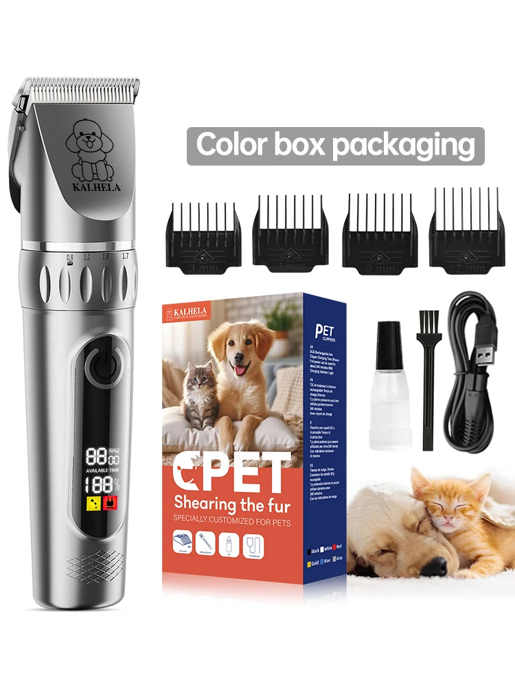 Pet Grooming Kit Rechargeable Electric Trimmer Set With Scissors