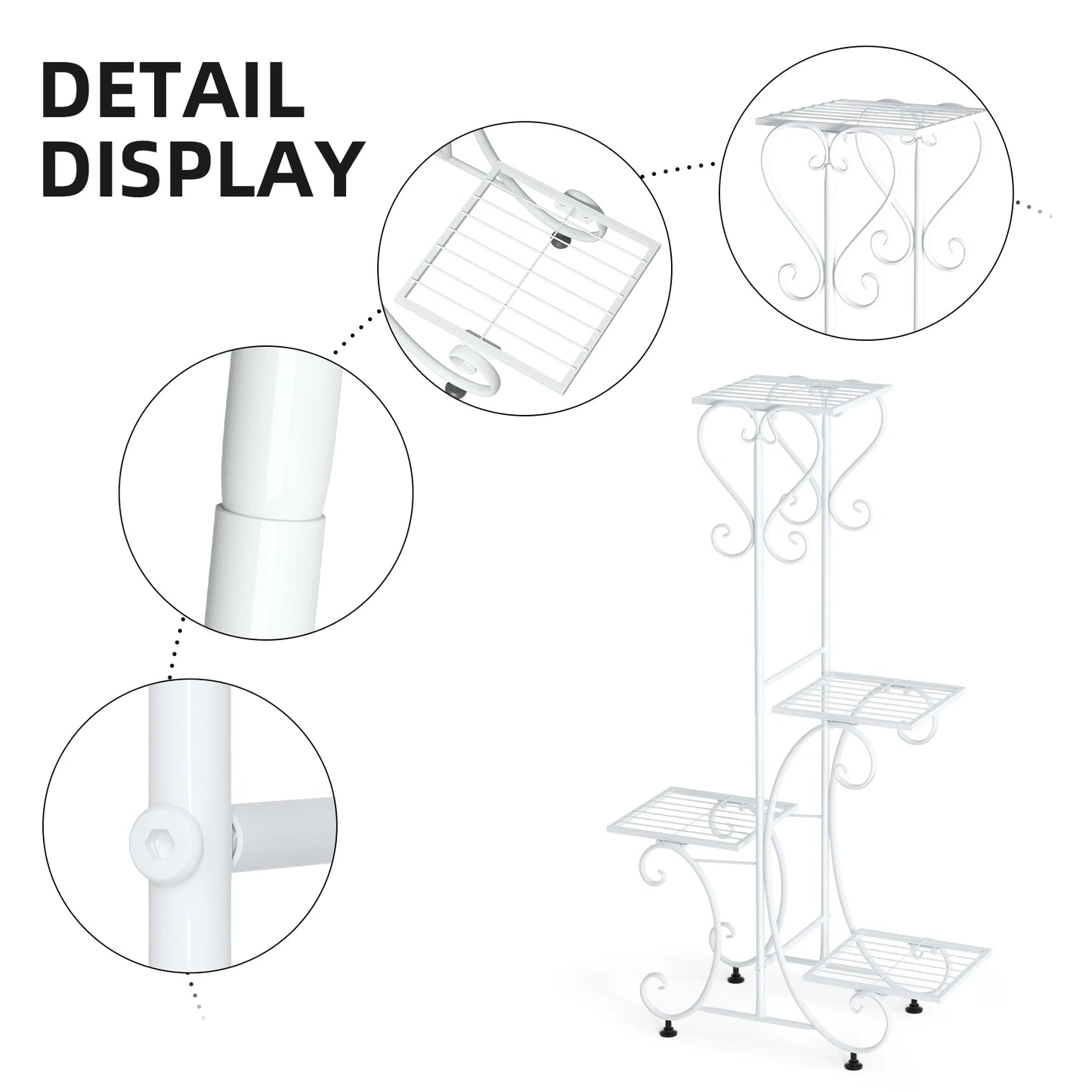 Four-Tier Metal Plant Stand for Indoor Outdoor Garden