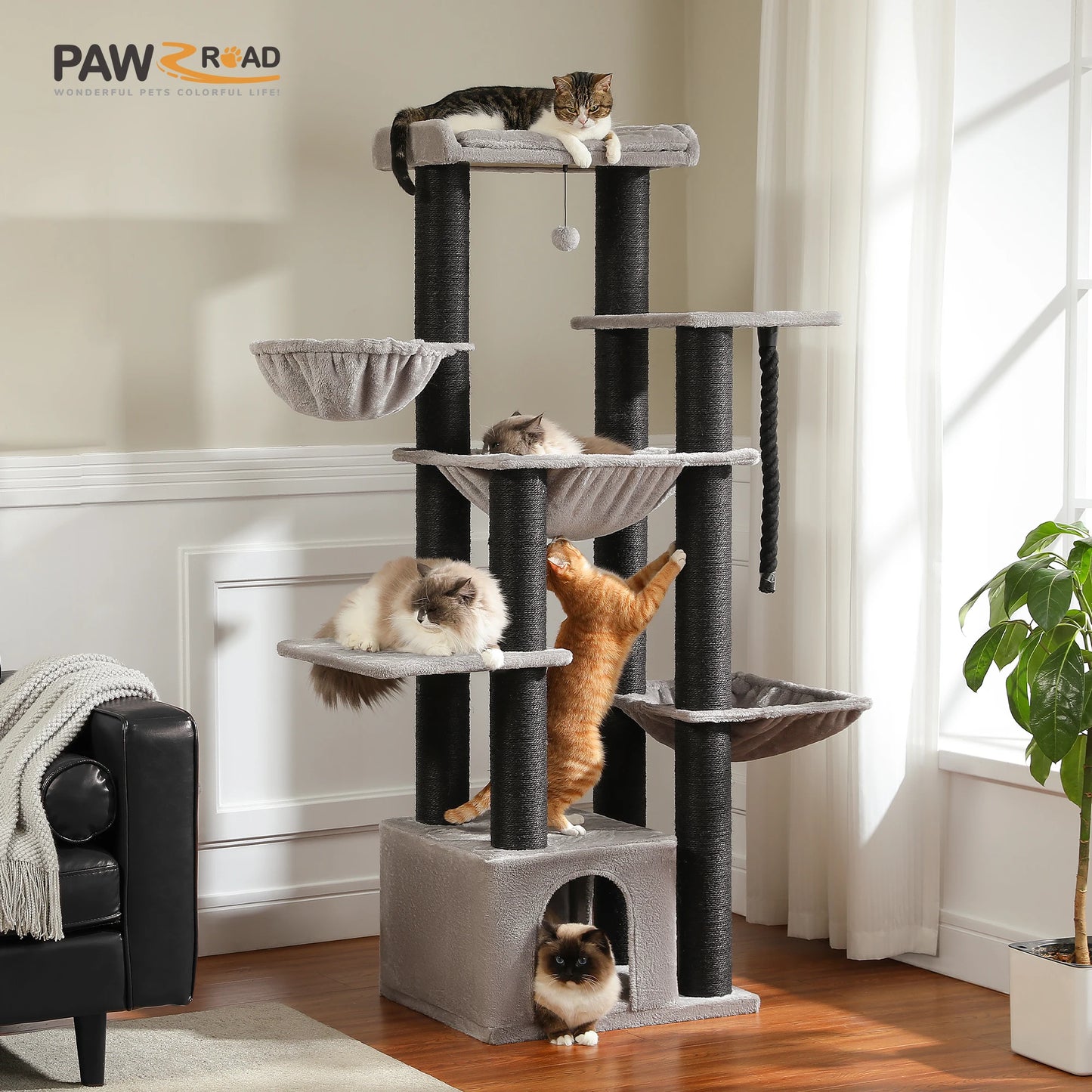 PAWZ Road Large Cat Tree With Multi Levels And Hammock