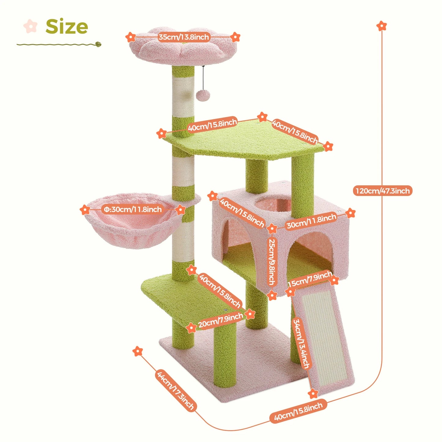 PAWZ Road Flower Cat Tree Multi Level Tower With Sisal