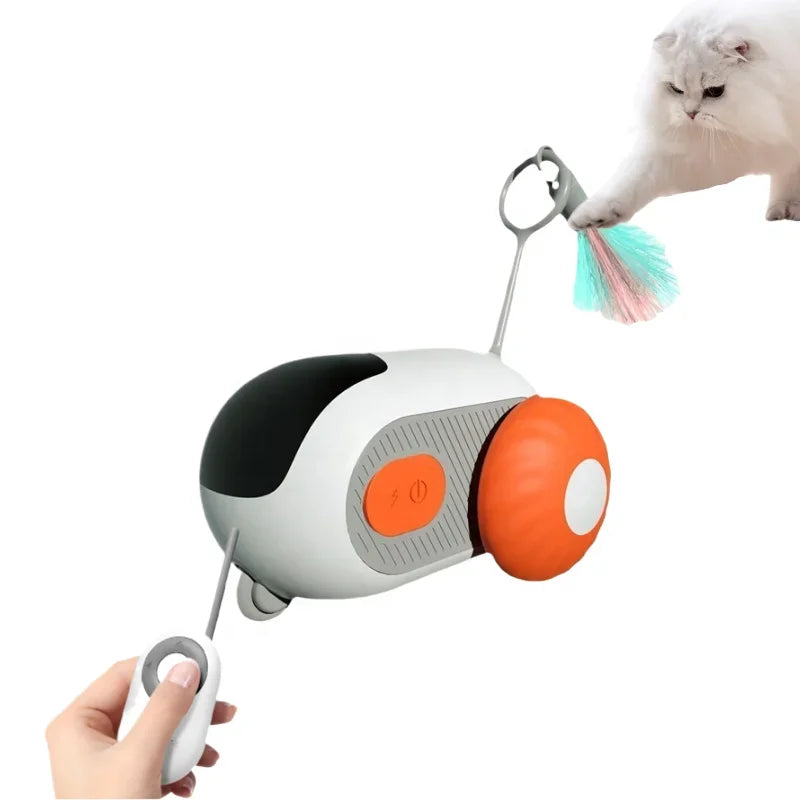 Pet Remote Control Feather Teaser Car Toy Rechargeable Obstacle Avoidance