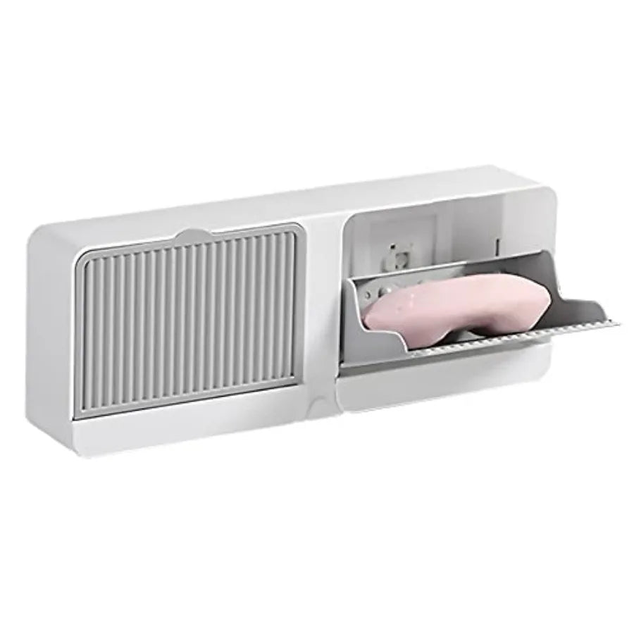 Dust-Proof Soap Holder For Shower Wall Adhesive Wall Mount With Drain