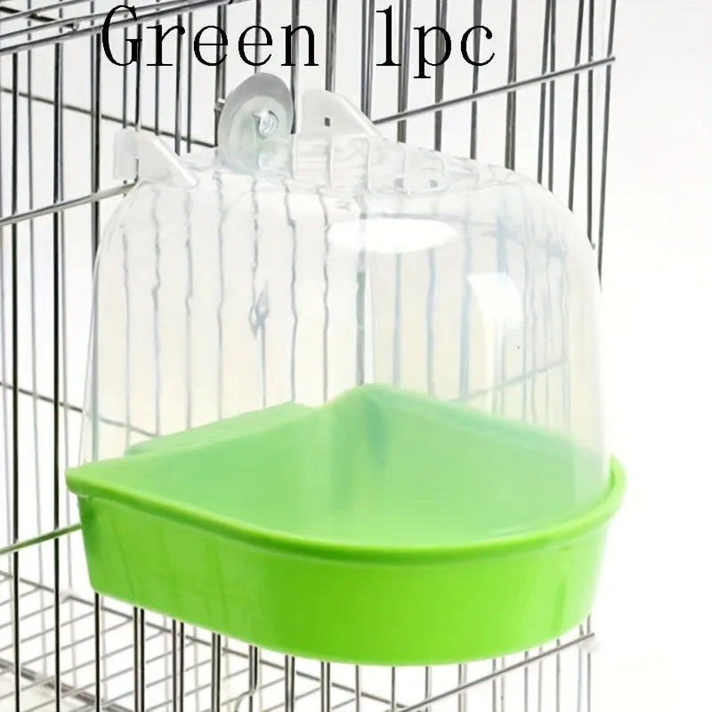 Transparent Bird Bath Tub With Splash-Proof Shower For Parrots