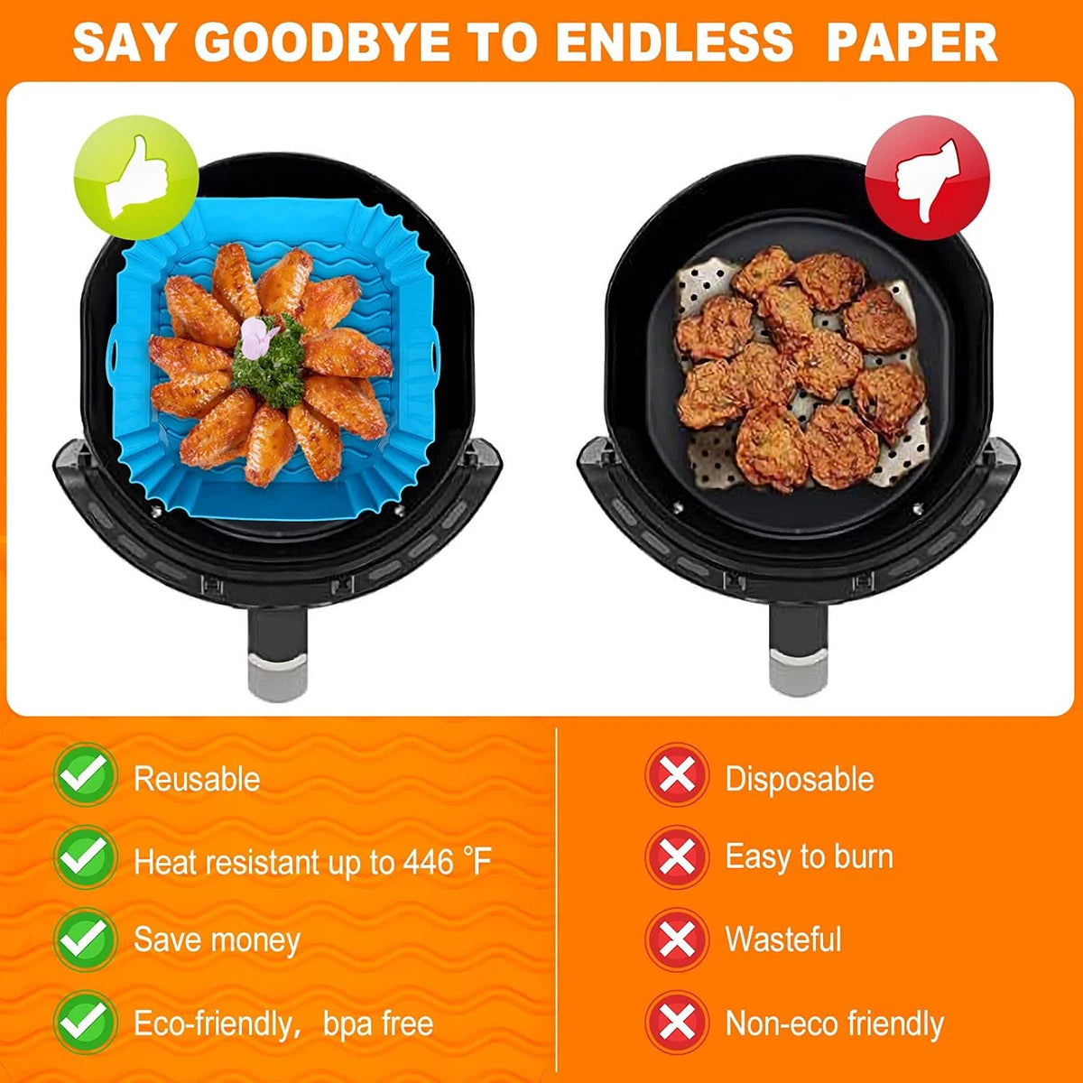 Air Fryer Silicone Liners Pot For Nonstick Baking Pan