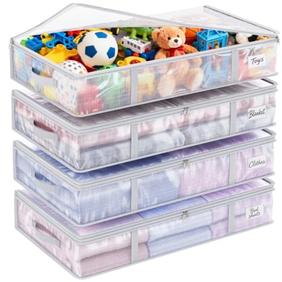 Under Bed Storage Containers 4 Pack Clear Bins For Clothes