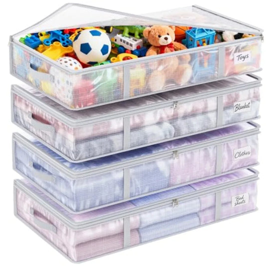 Under Bed Storage Containers 4 Pack Clear Bins For Clothes