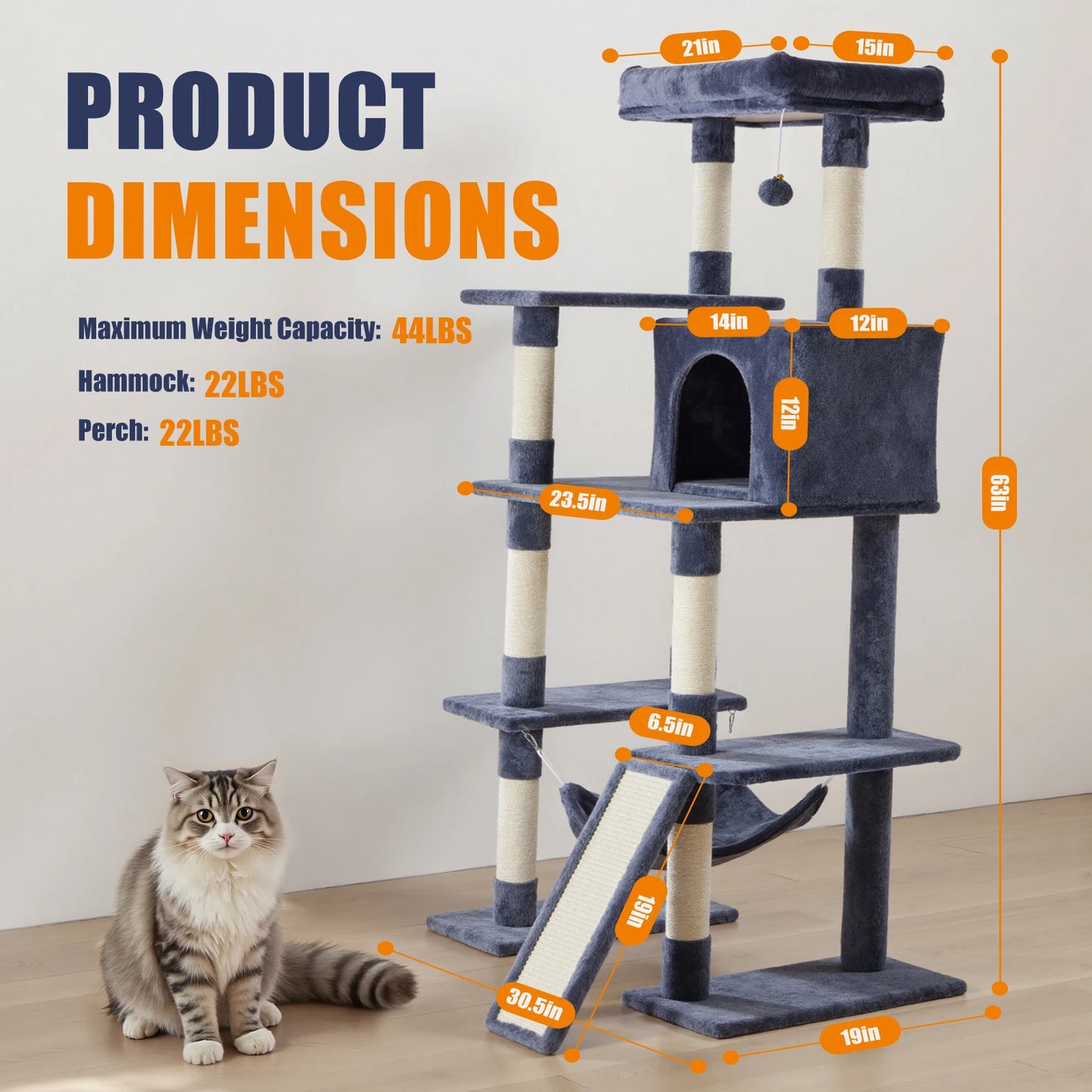 MCQ Cat Tree Tower Multi-Level Sisal Scratching Posts With Condo