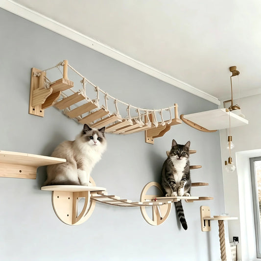 Wall Mounted Cat Bridge With Sisal Rope For Climbing Play