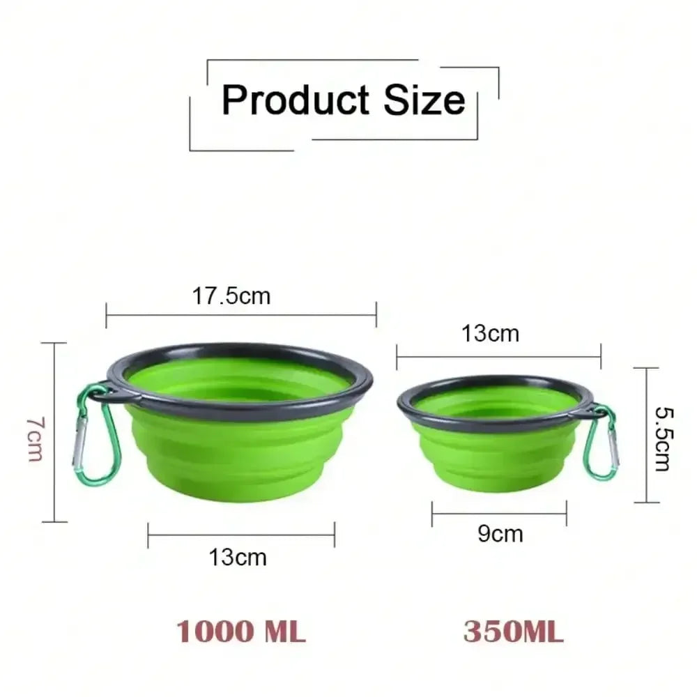 Folding Portable Silicone Dog Feeder Bowl 2-In-1 Pet Dispenser