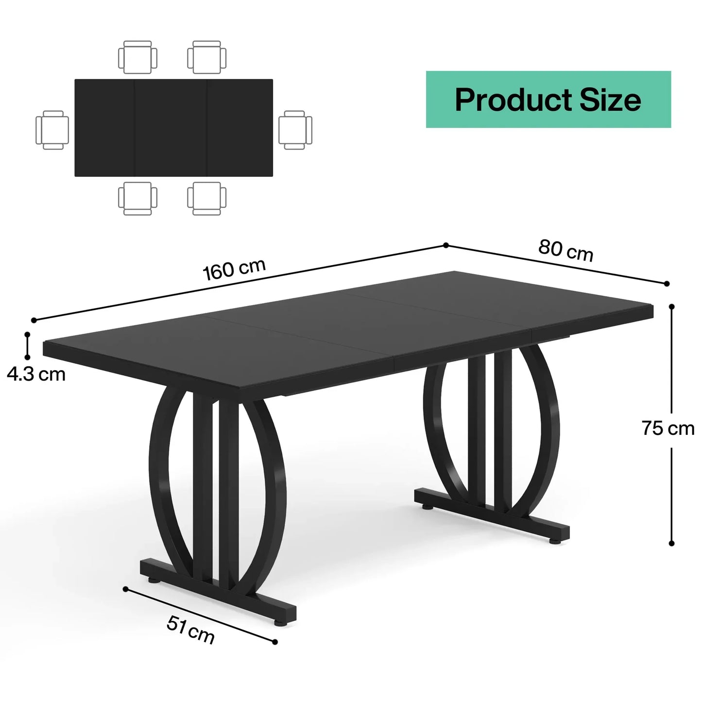 Tribesigns Modern Heavy Duty Metal Frame Industrial Dining Kitchen Table, No Chairs