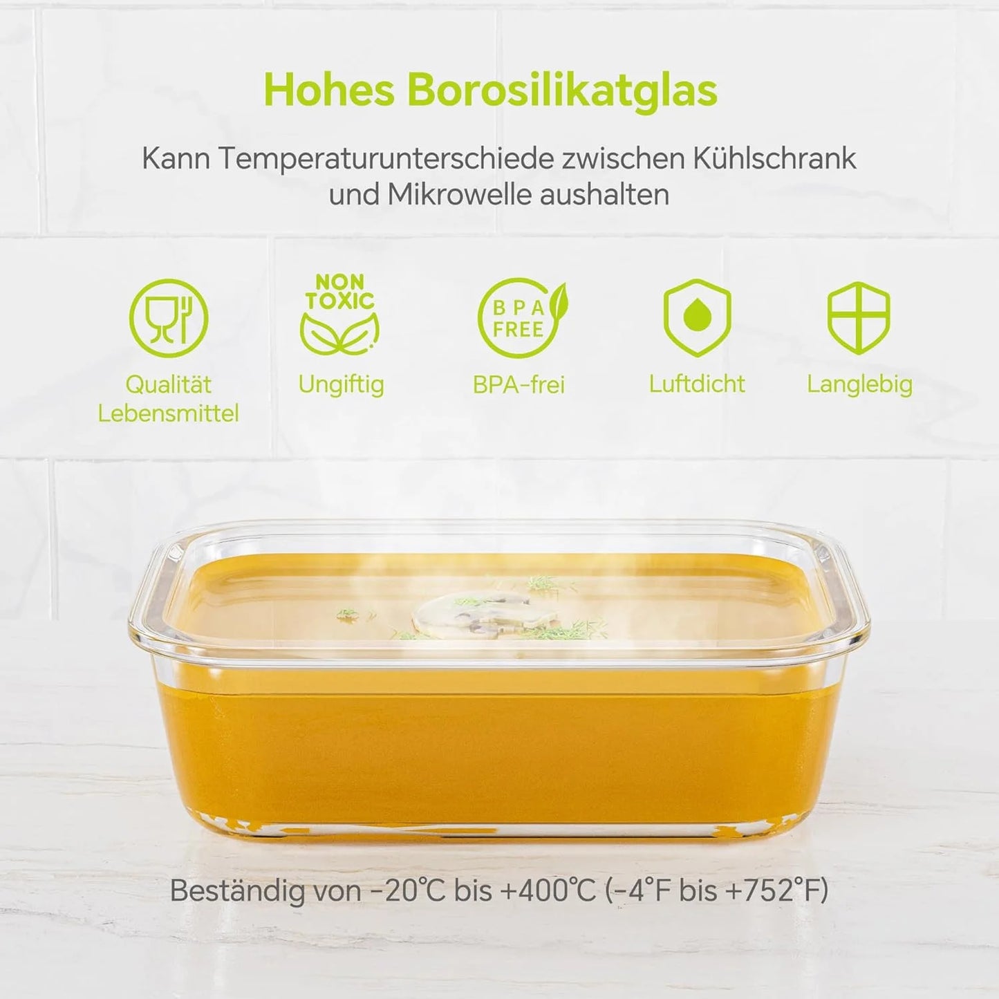 Vtopmart 8 Piece Borosilicate Glass Storage Containers