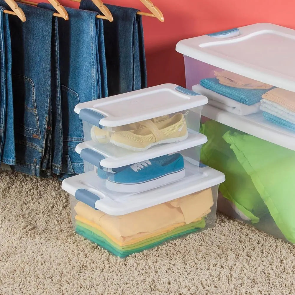 12-Piece Clear Plastic Under Bed Storage Boxes With Lids