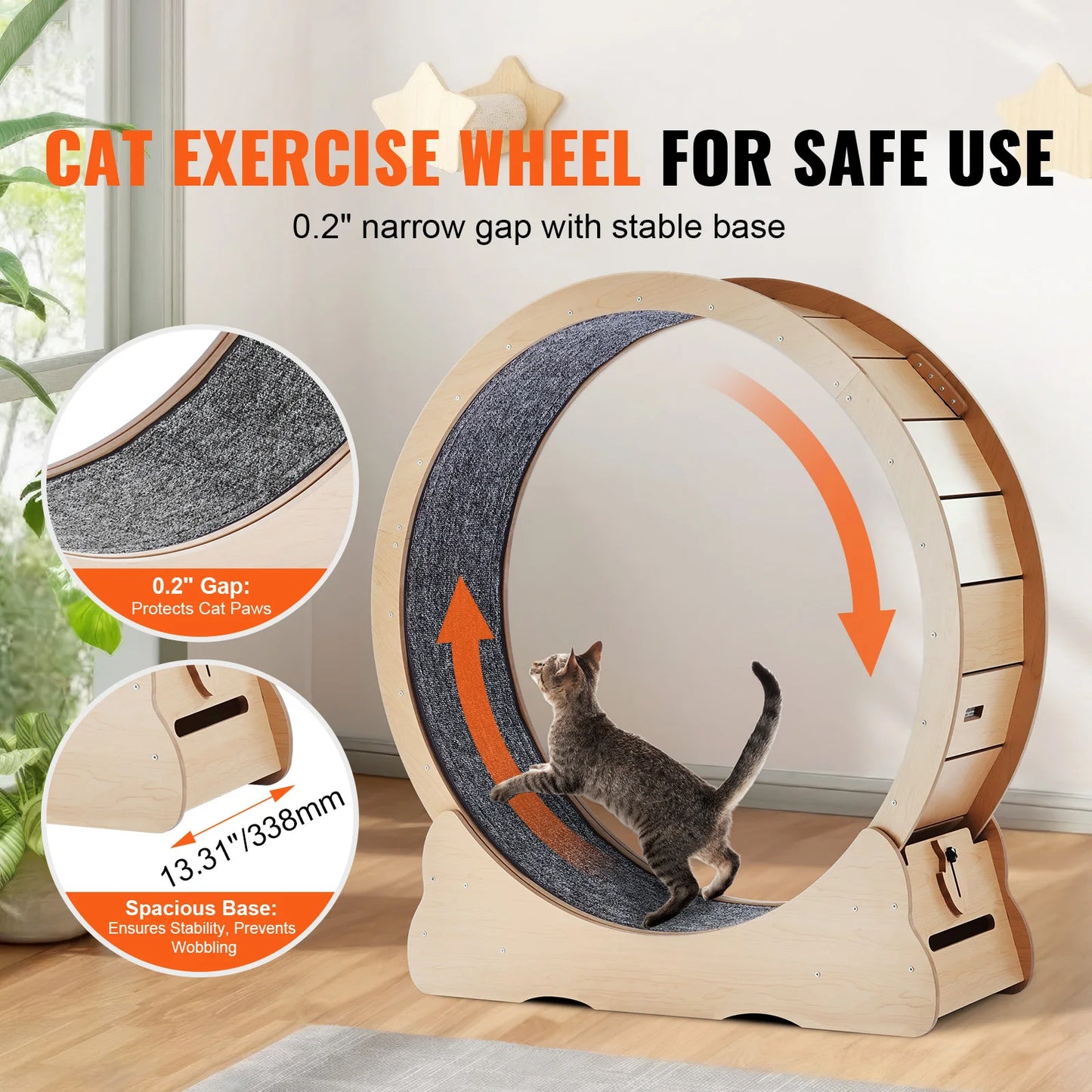 SucceBuy Wooden Cat Exercise Wheel Indoor Treadmill For Cats