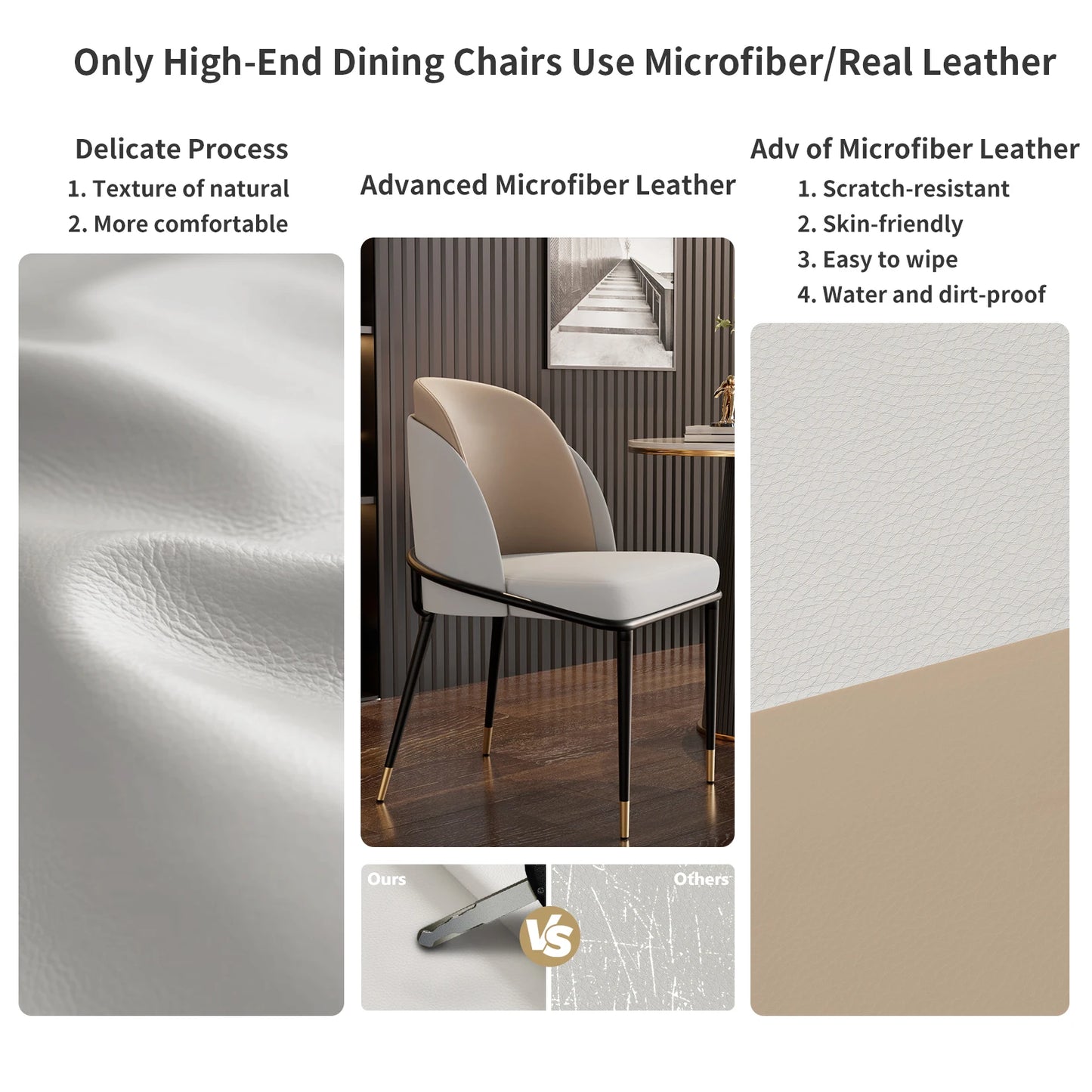 Set Of 2 Luxurious Microfiber Silicone Leather Dining Chairs