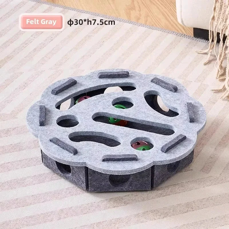 Cat Puzzle Toy Felt Box With Ball For Indoor Cats Entertainment
