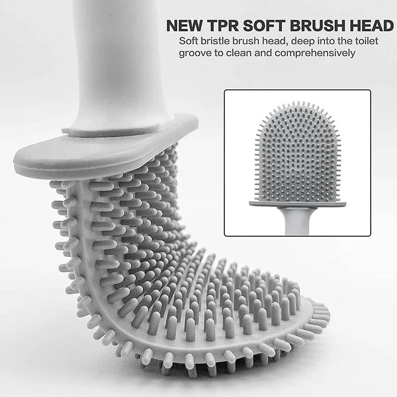 Hanging Silicone Toilet Brush With Long Handle And Quick Dry