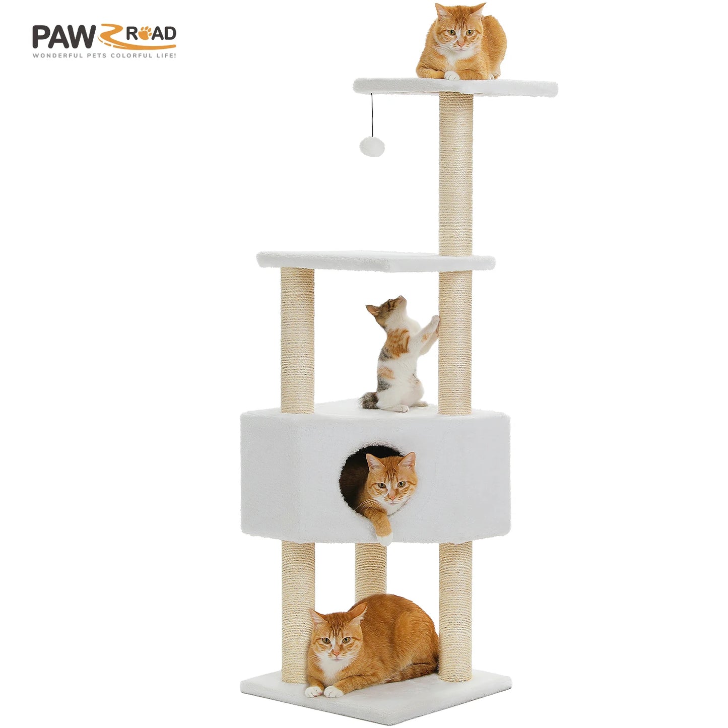 PAWZ Road Cat Tree With Toy Tower Plush Perch Scratching Posts