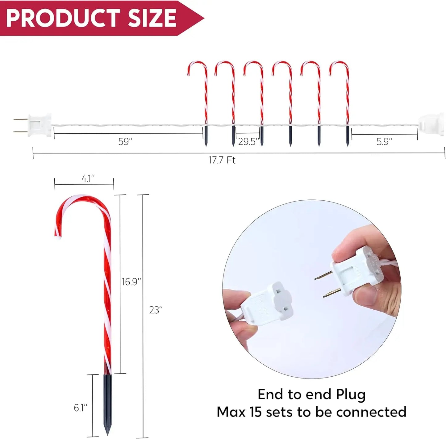 Joyfy Candy Cane Pathway Lights 12 With Warm White