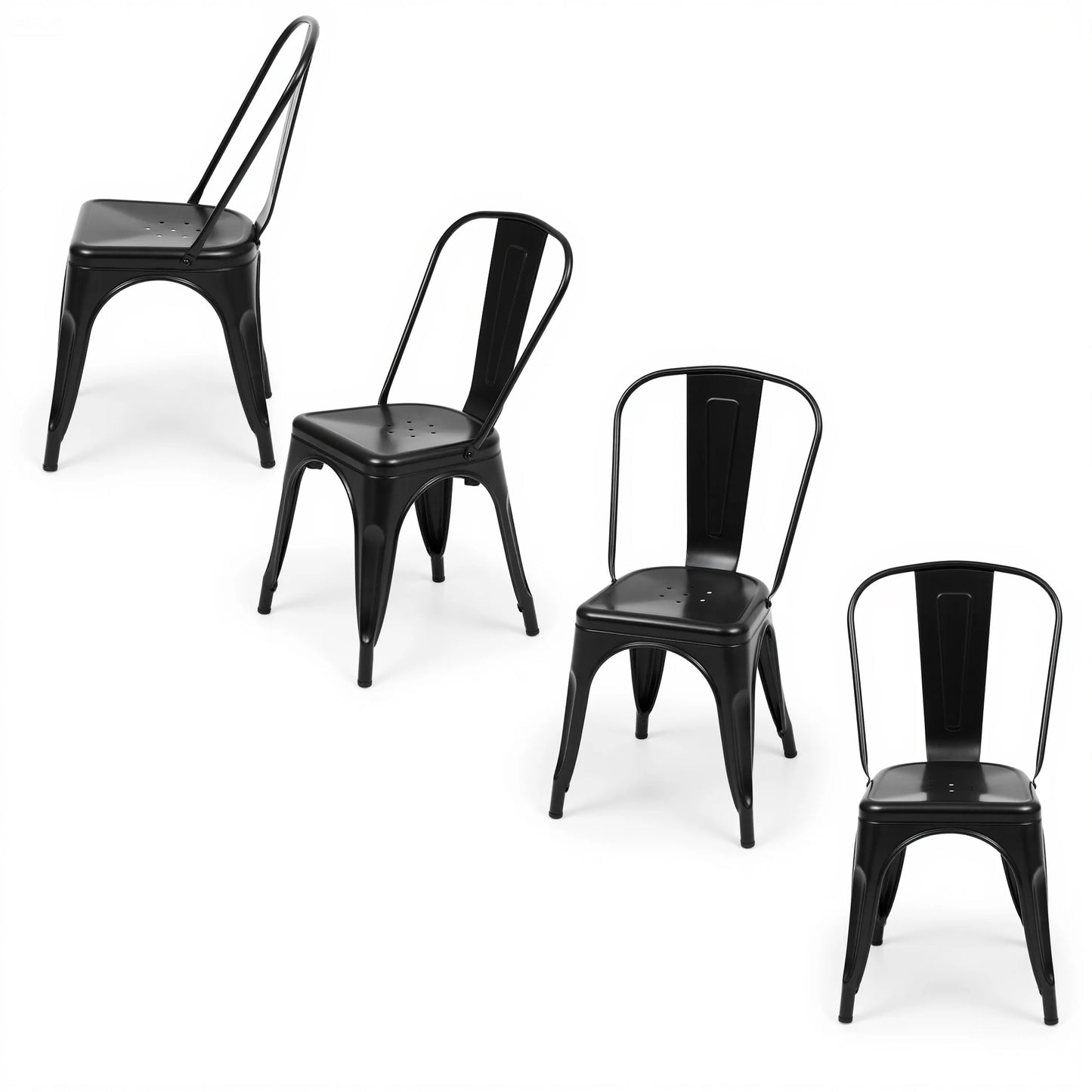 JHK Metal Dining Chairs Set of 4 Patio Outdoor 300LBS Weight Capacity 18 Inch Stackable Restaurant Classic Trattoria Metal Chairs Modern Bar Chairs for Dining Room