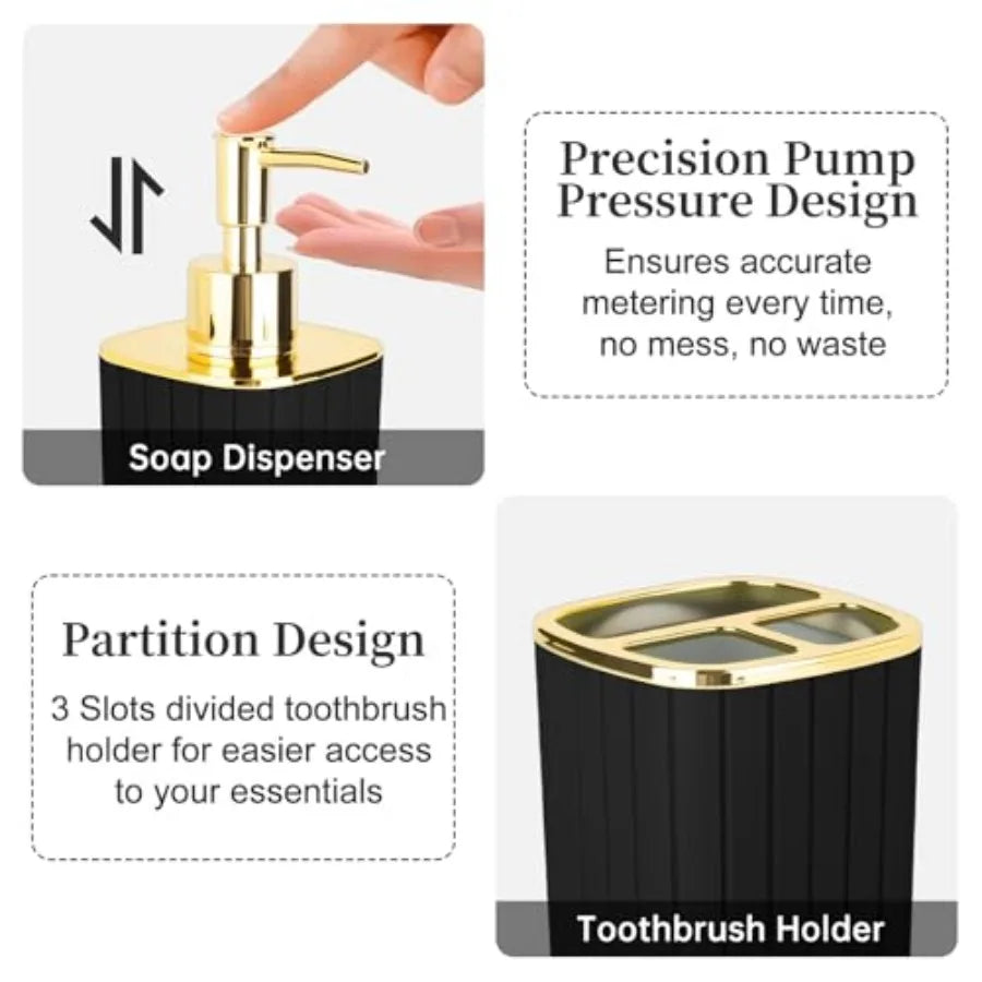 Bathroom Accessories Set With Soap Dispenser And Toothbrush Holder Boho Decor