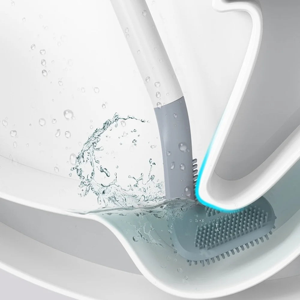 Golf Club Shaped Silicone Head Toilet Brush With Wall Mounted Holder