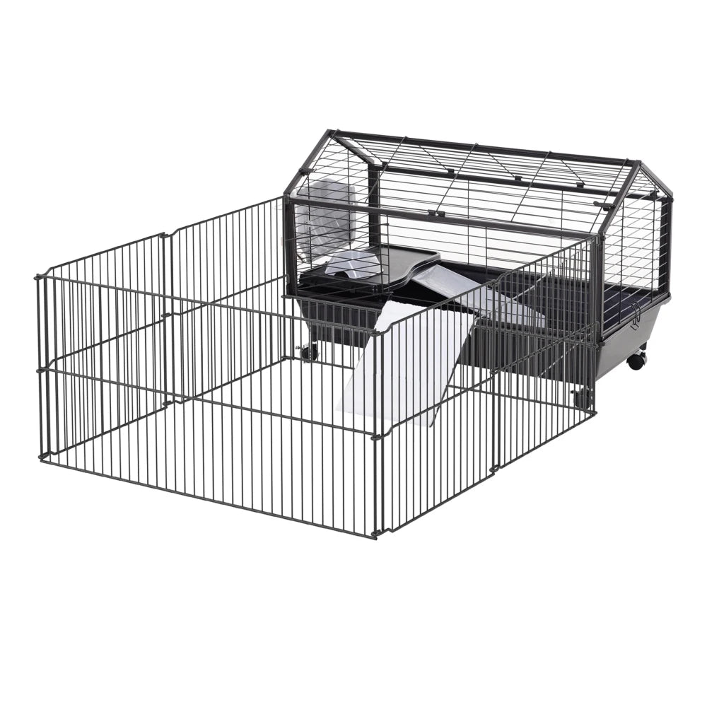 Small Animal Playpen Cage With Rolling Caster And Water Bottle