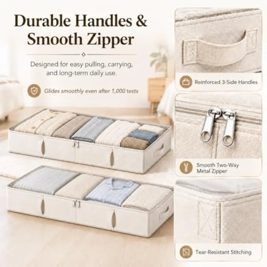 Side-Supported Under Bed Storage Containers With Sturdy Handles