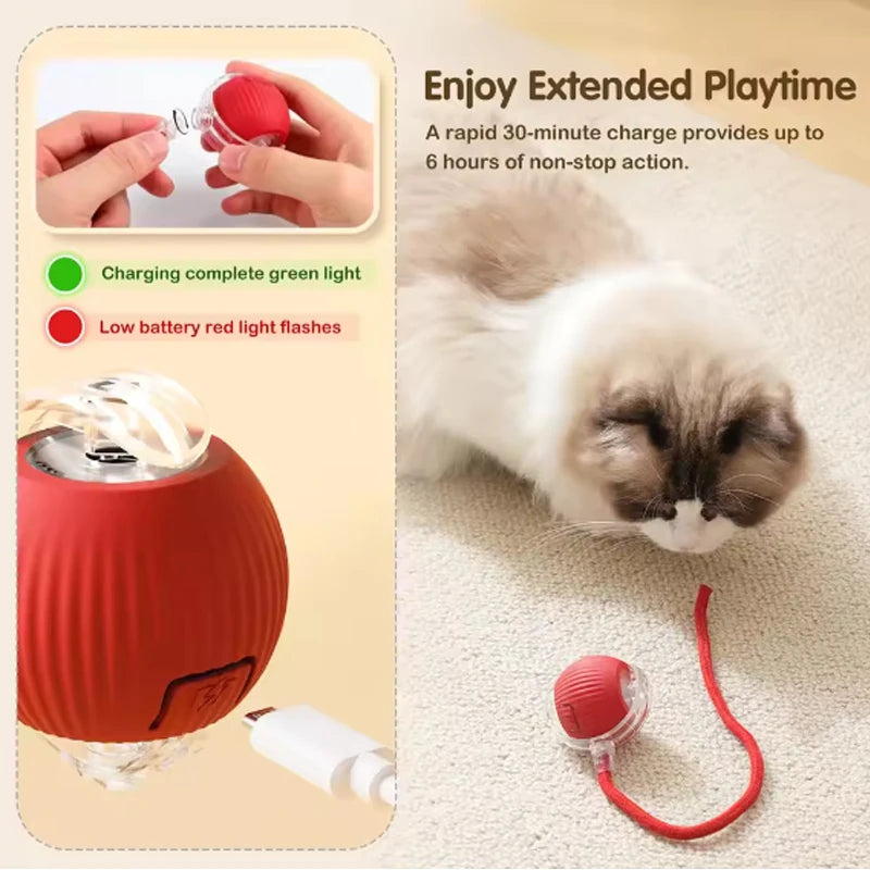 Interactive Silicone Smart Cat Ball Toy With Auto Obstacle Avoidance