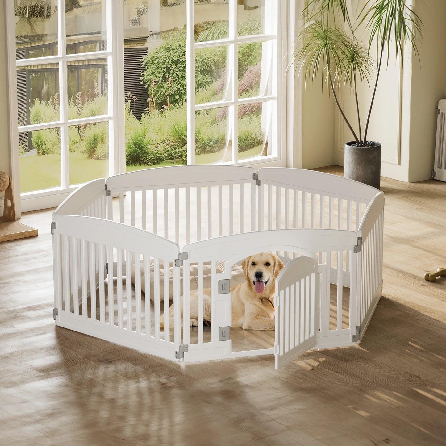 JHK Plastic Dog Playpen 6-Panel Expandable Pet Fence