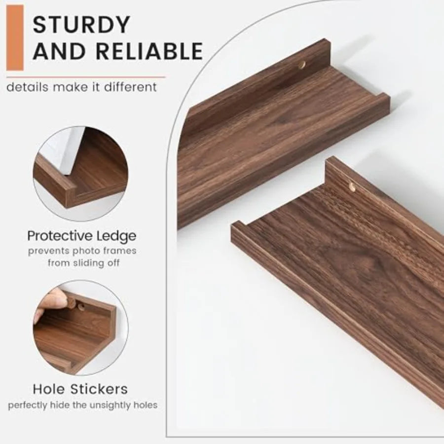 Floating Picture Ledge Shelves Of 4 With Lip For Wall