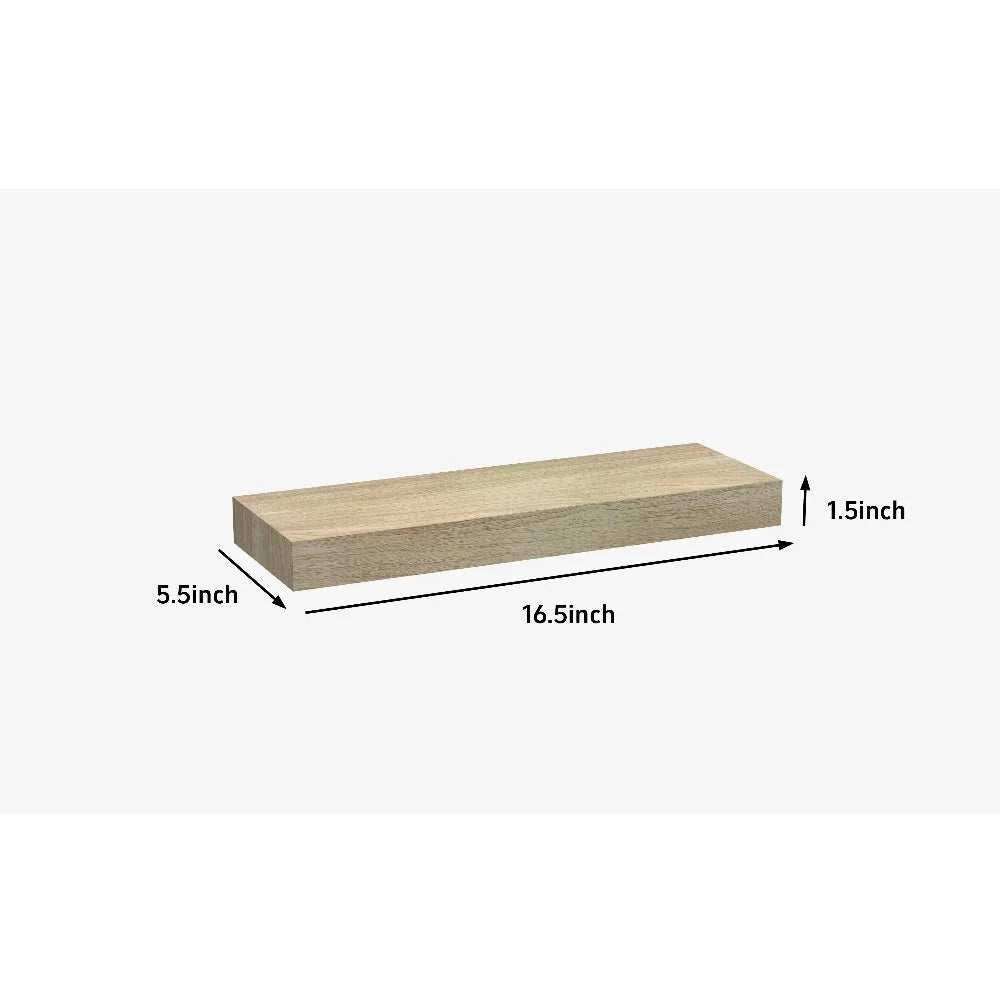 Natural Wood Floating Shelves Set Of 2 With Invisible Brackets