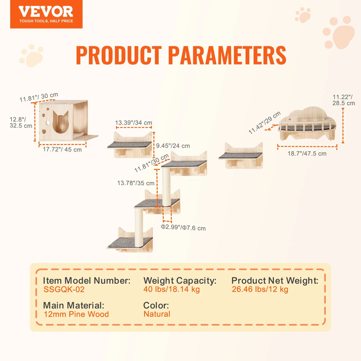 SucceBuy Double Tier Wall Mounted Cat Shelves and Perches