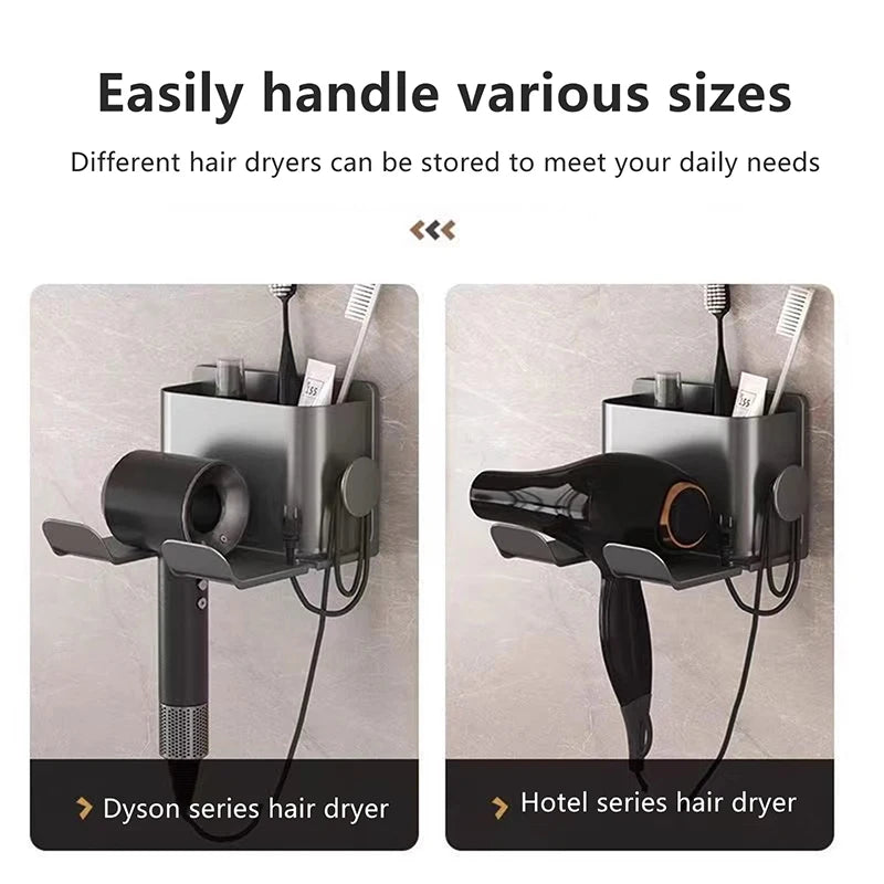 Multifunctional Hair Dryer Holder Wall Mount and Stand Organizer