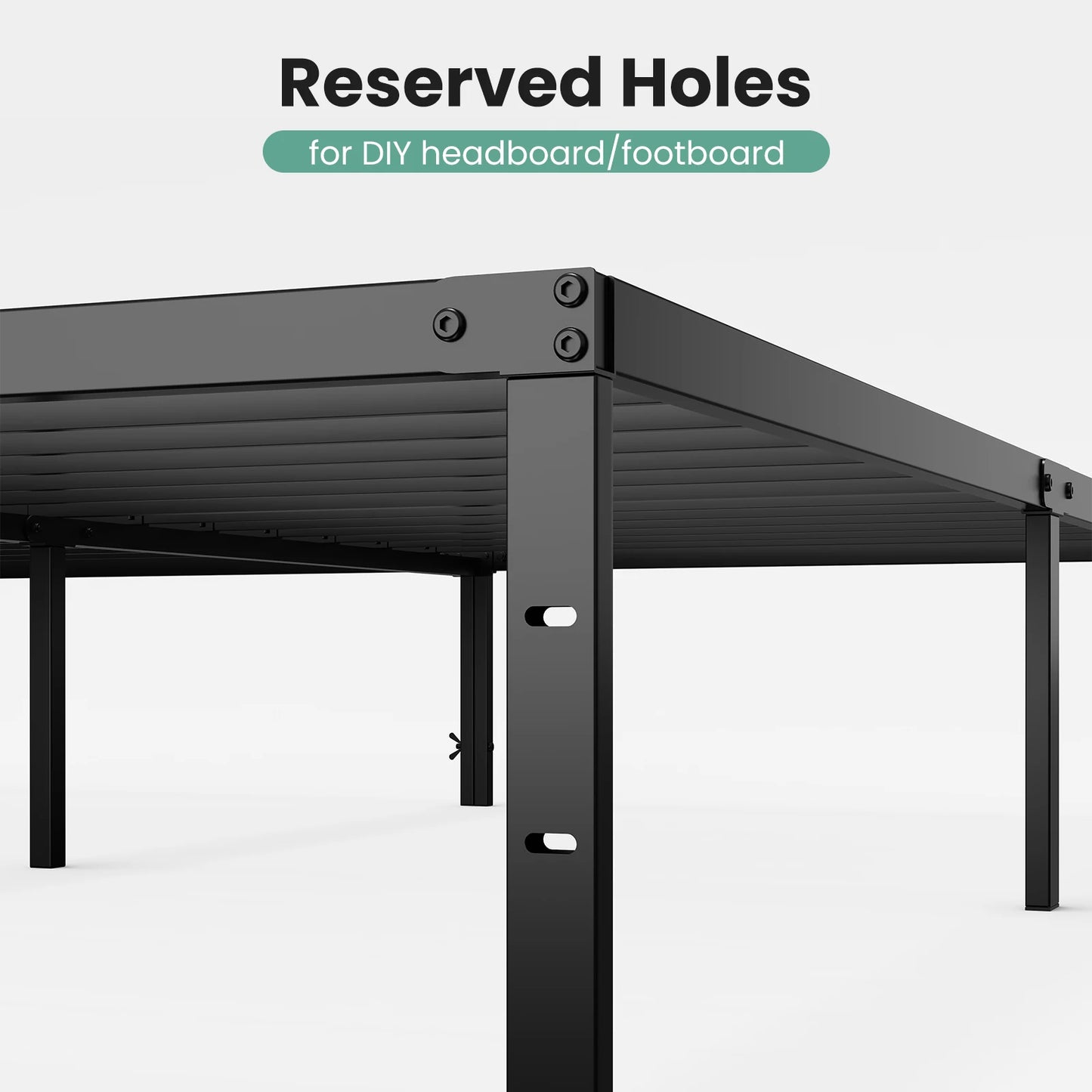JHK Basic 12IN Twin Full Queen King Size Bed Frame Metal Platform Bedroom Frames with Storage Space Sturdy Steel Slat Support