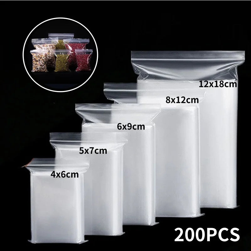 Transparent Zip Bags Reclosable Vacuum Storage Poly Bags For Kitchen