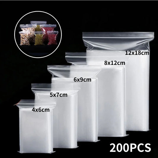 Transparent Zip Bags Reclosable Vacuum Storage Poly Bags For Kitchen