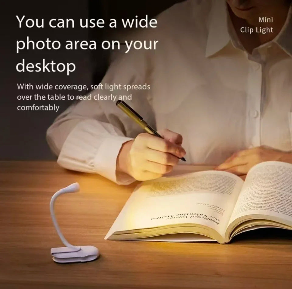 HomeFISH Mini LED Book Light Clip 360 Degree Adjustable Lamp