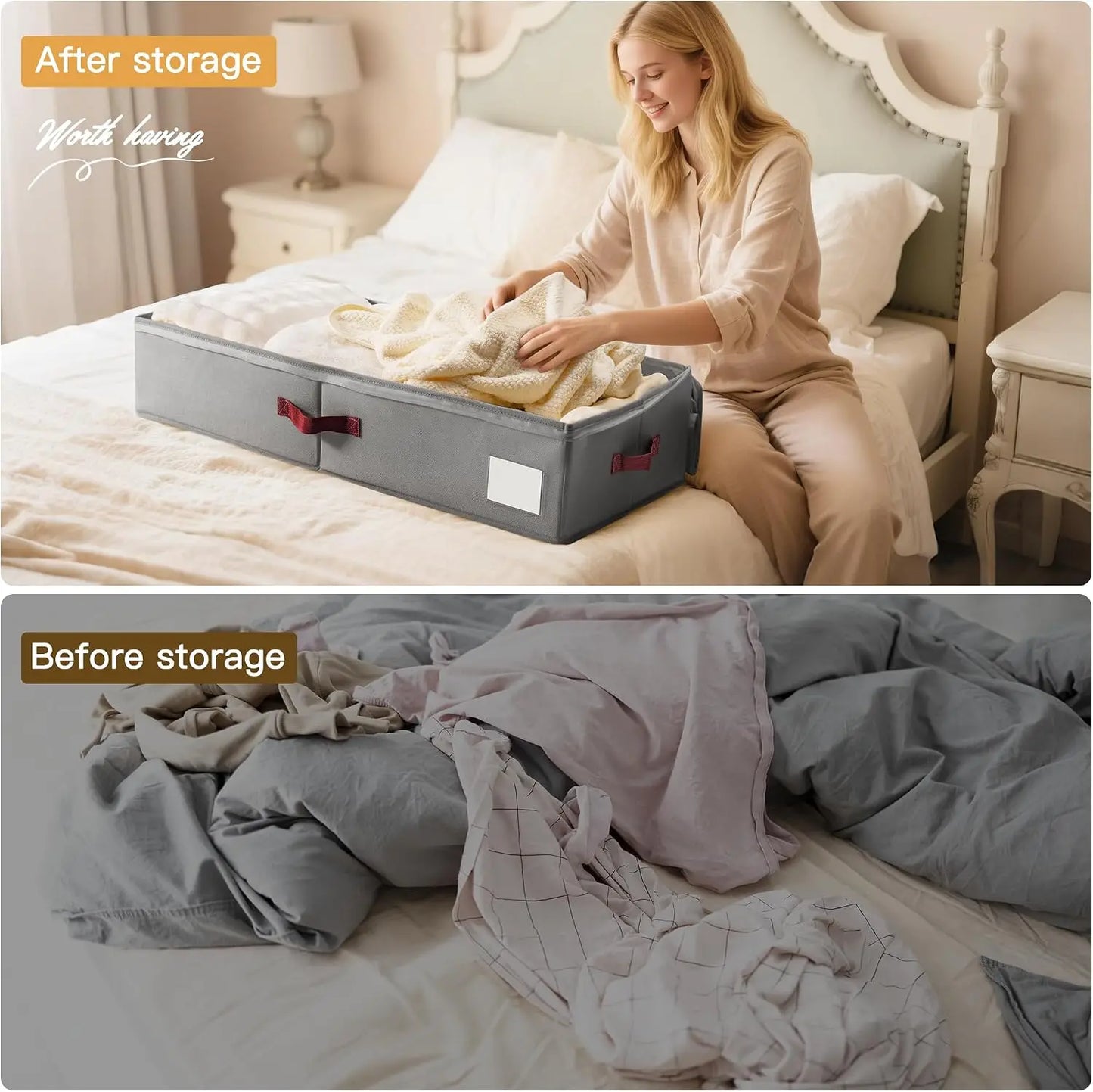 Under Bed Storage Bins With Clear Lids 2 Pack Organizers