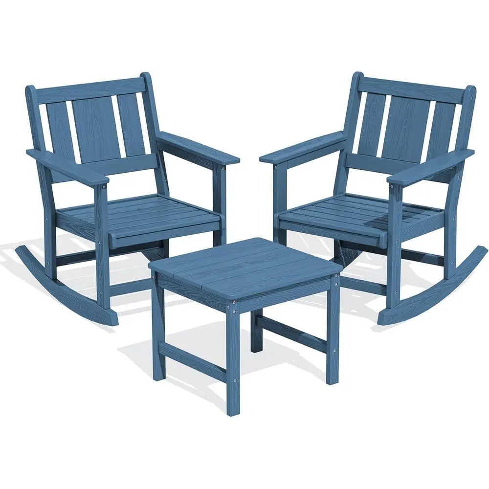 3-Piece Patio Bistro Set With Rocking Chairs And Umbrella Hole
