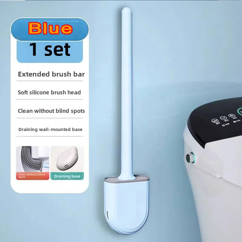 Hanging Silicone Toilet Brush With Long Handle And Quick Dry