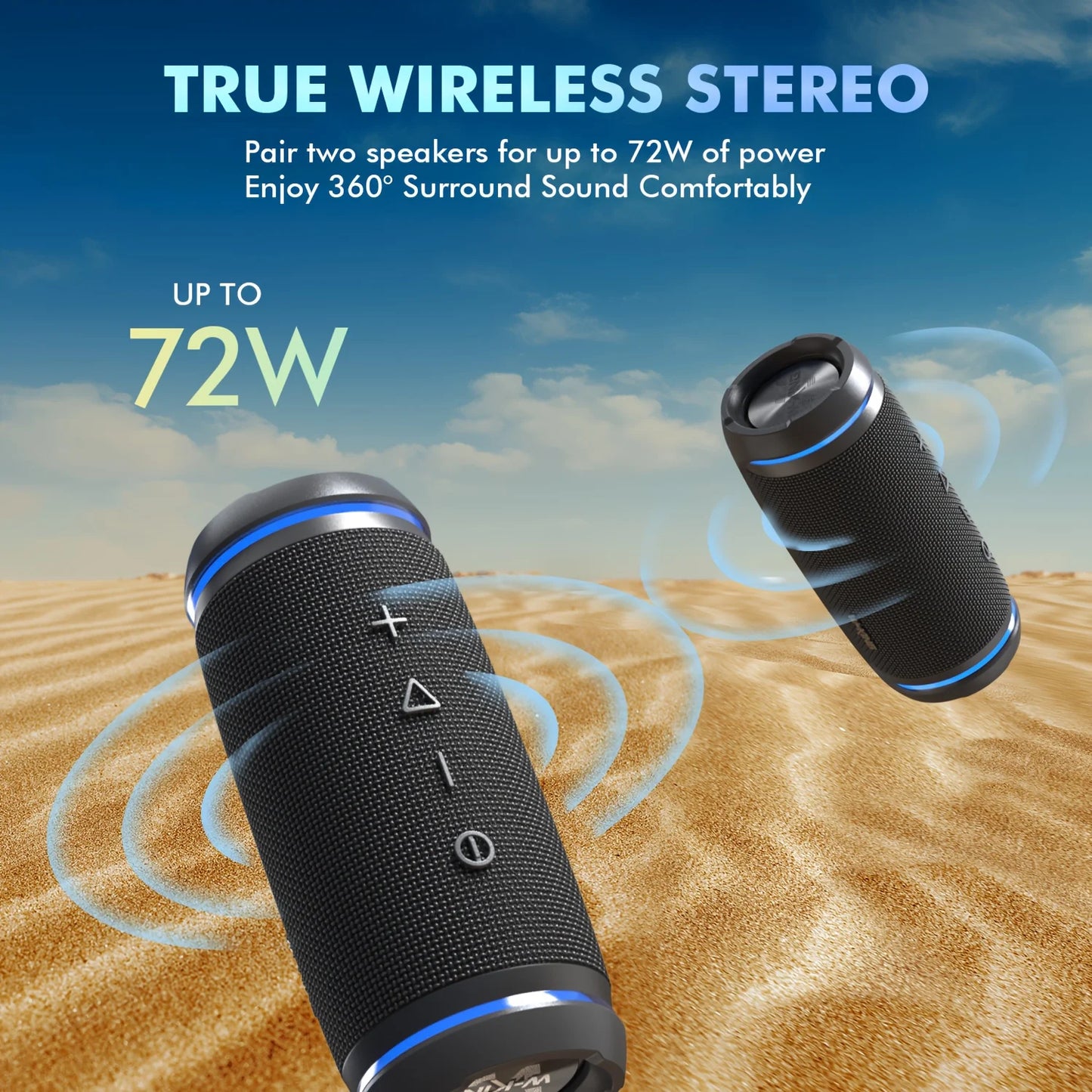 W-King BT226 Portable Bluetooth Speaker 36W Bass, 360 Degree Hi-Fi Sound IPX6