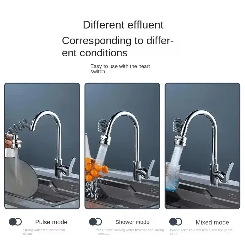3 Mode Sink Faucet 360 Degree Rotation Water Saving Tap