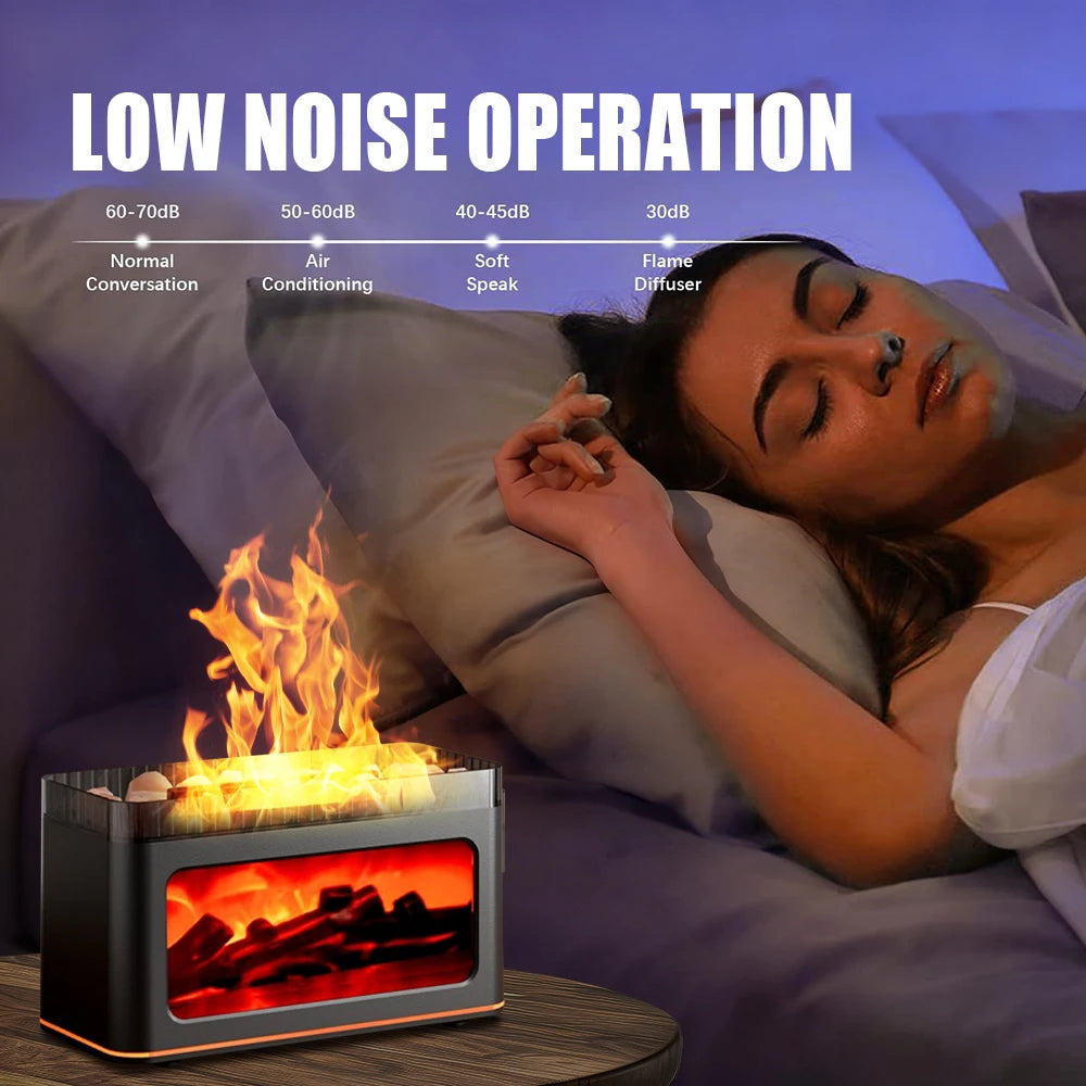Simulated Flame Aromatherapy Diffuser And Essential Oil Humidifier With Remote