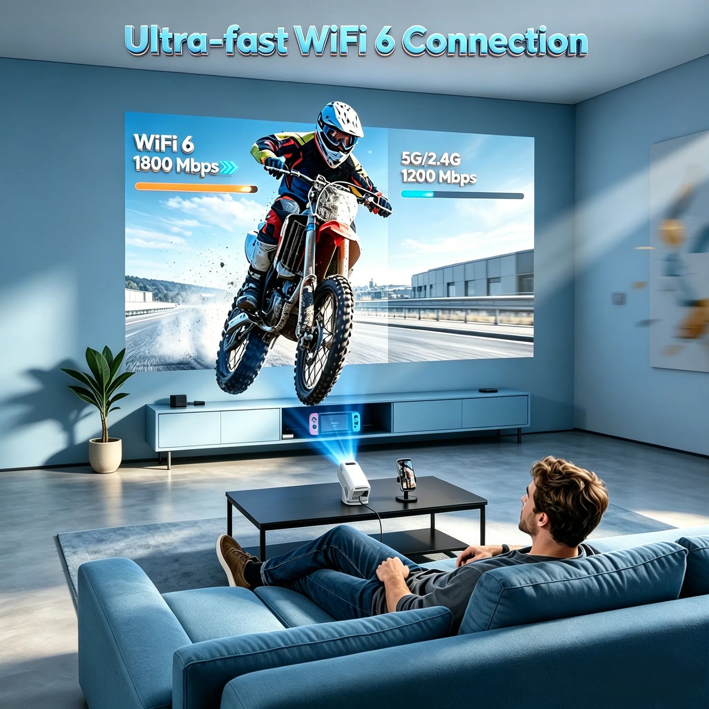 XGODY 4K Projector 12000 Lumen WiFi 6 Bluetooth 5.0