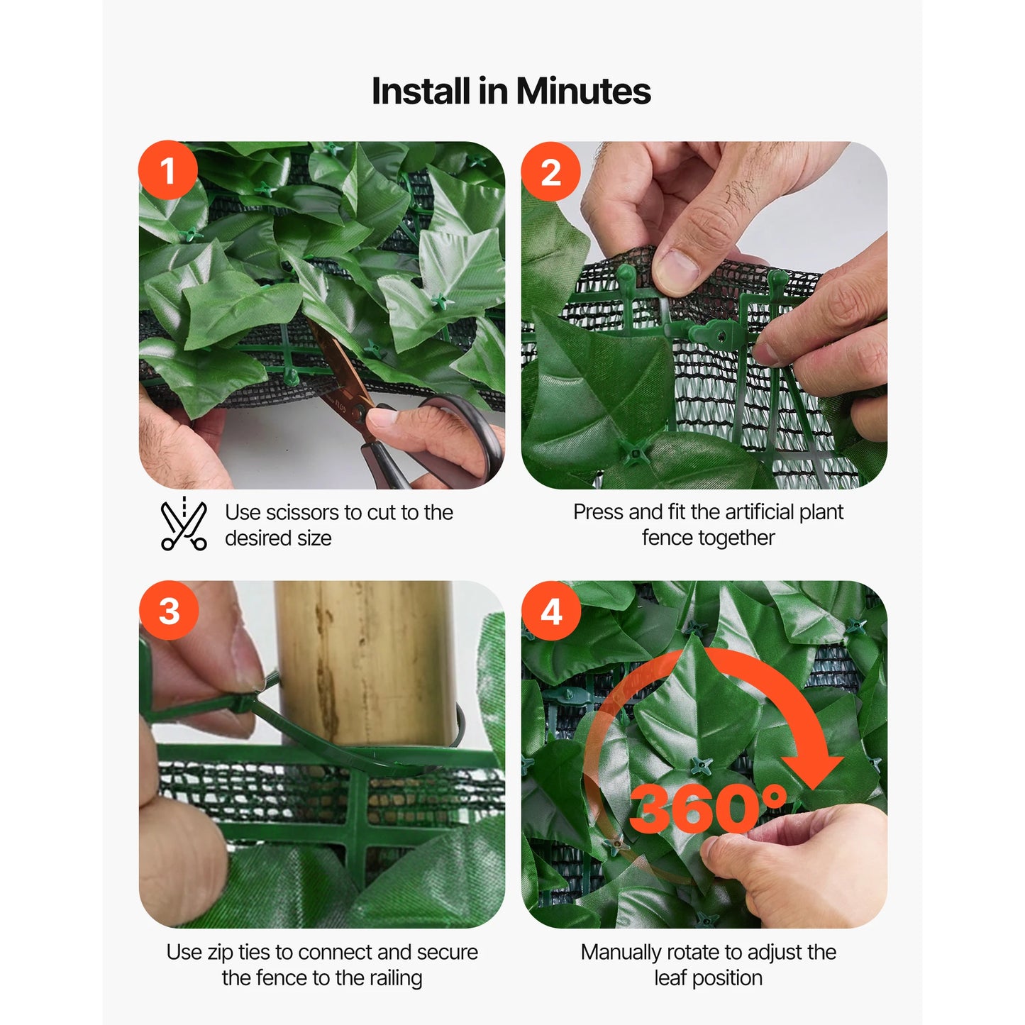 VEVOR Privacy Fence Artificial Green Wall Screen Ivy Hedge Decoration