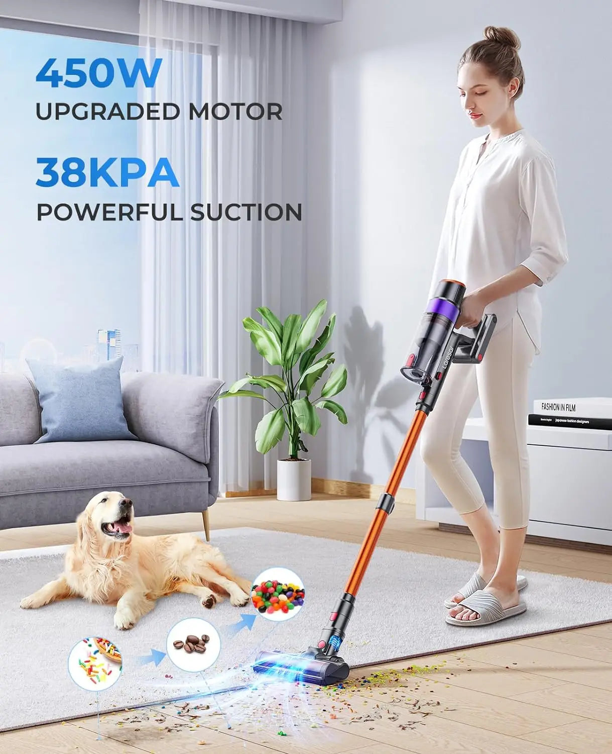 LARESAR Elite 8 Cordless Vacuum Cleaner Handheld 450W Detachable Battery
