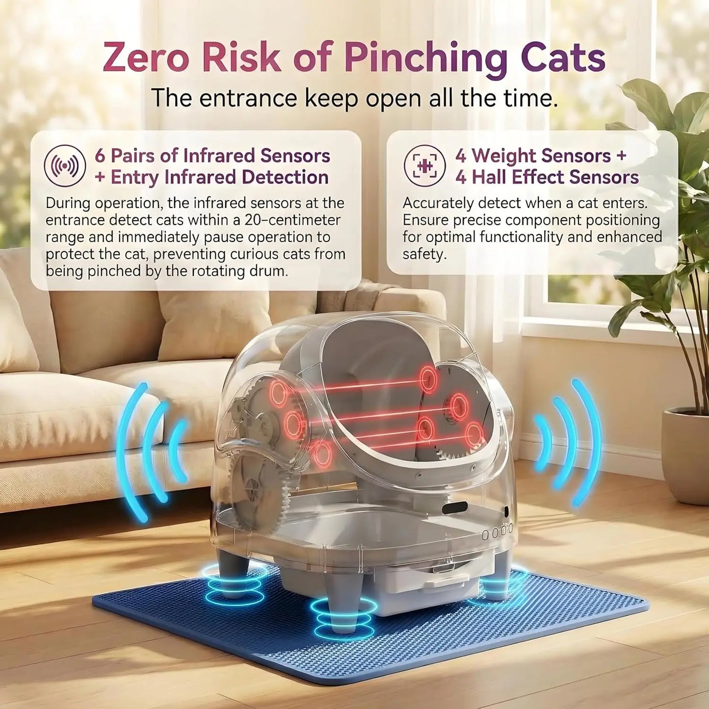 HiMISS Smart Open Automatic Cat Litter Box Self Cleaning WiFi