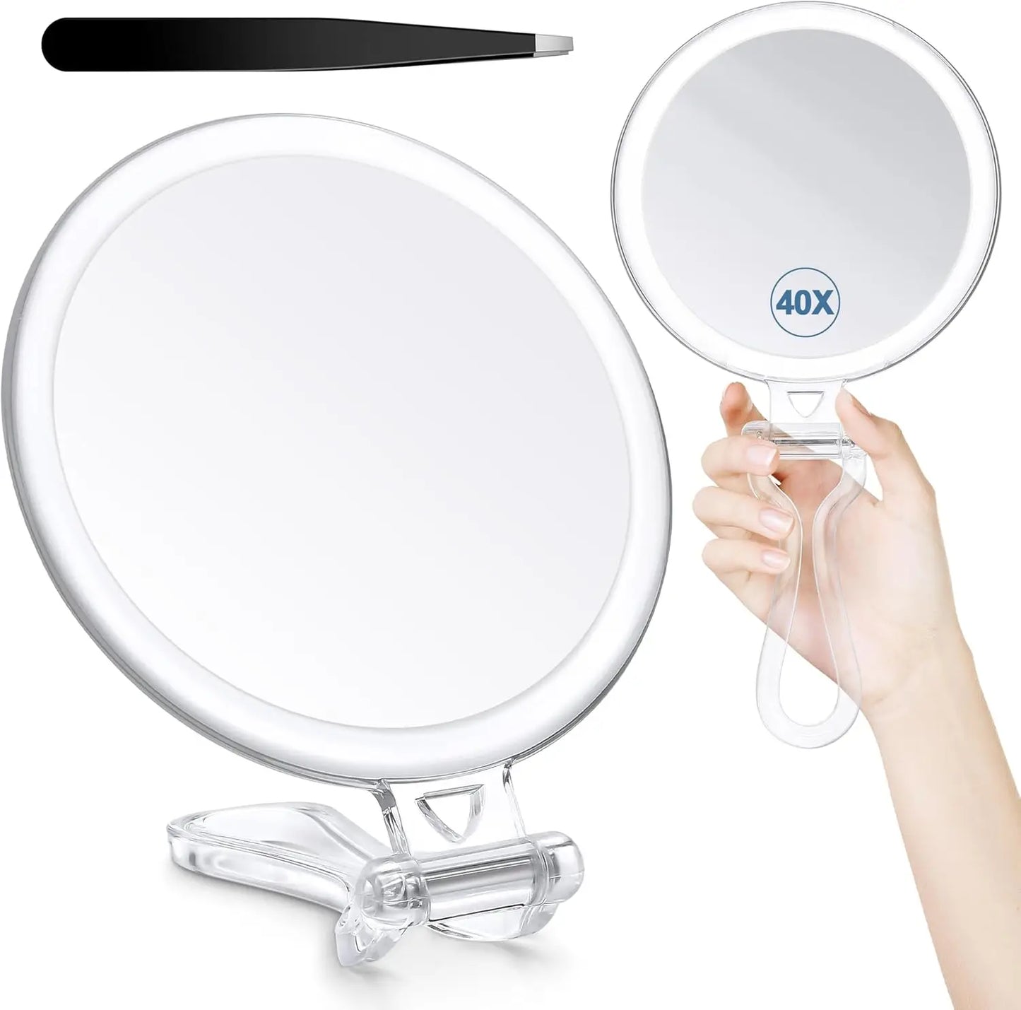 30X Magnifying Travel Mirror With Handle Double Sided Makeup
