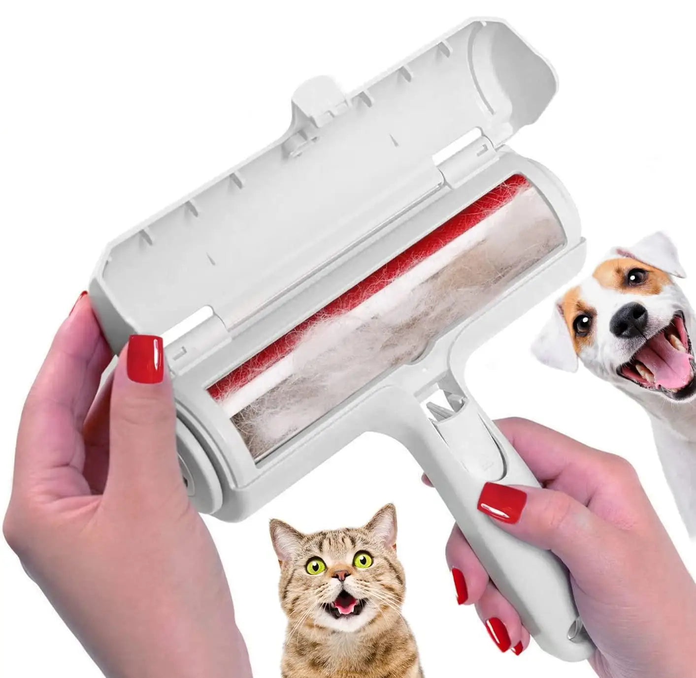Pet Hair Remover Roller With Self Cleaning Base For Furniture
