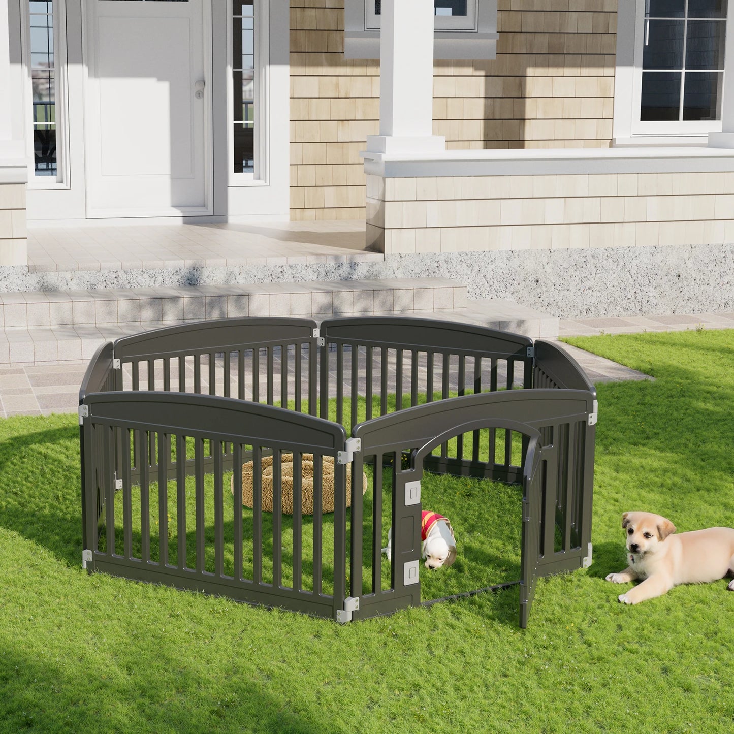 JHK Plastic Dog Playpen 6-Panel Expandable Pet Fence